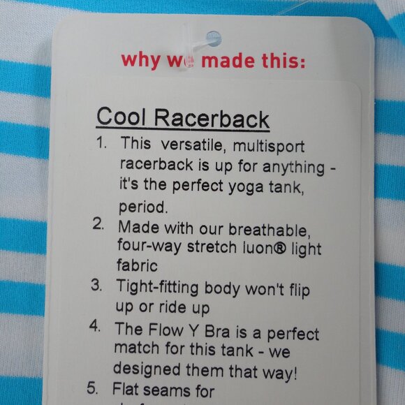 NWT LULULEMON TWSP Blue Stripe Soft Luon Cool Racerback Tank Top 4 - Picture 7 of 7